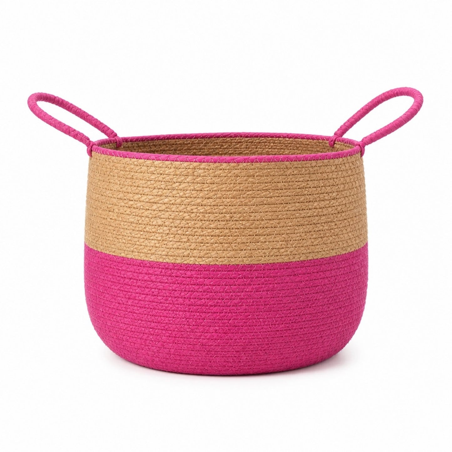 Aufbewahrungskorb mit Griffen Pink/Natur – 32 × 32 × 29 cm Korb Das Zierwerk