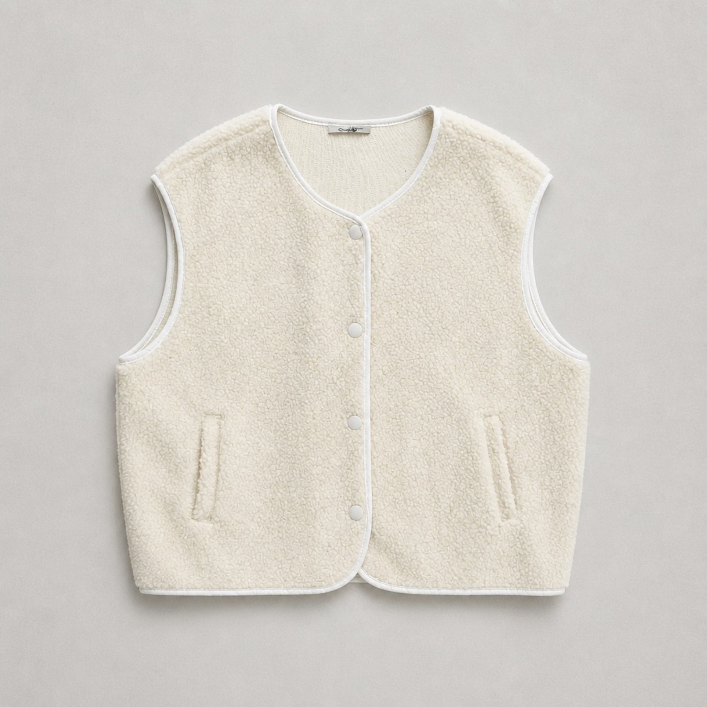 Teddy-Weste in Creme – Made in Italy