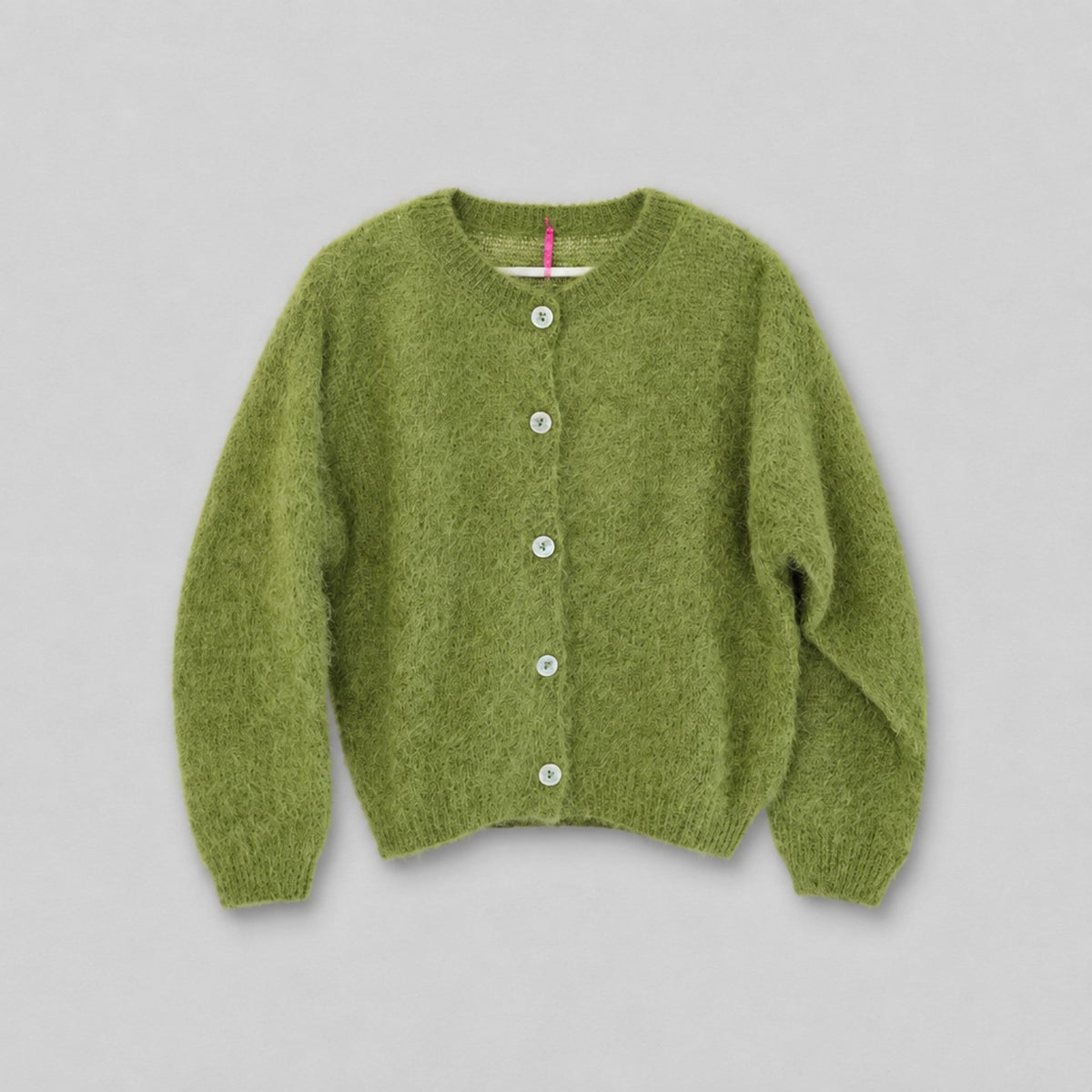 Damen Strickjacke aus 80 % Kid Mohair – Grün | Made in Italy Strickjacke Das Zierwerk