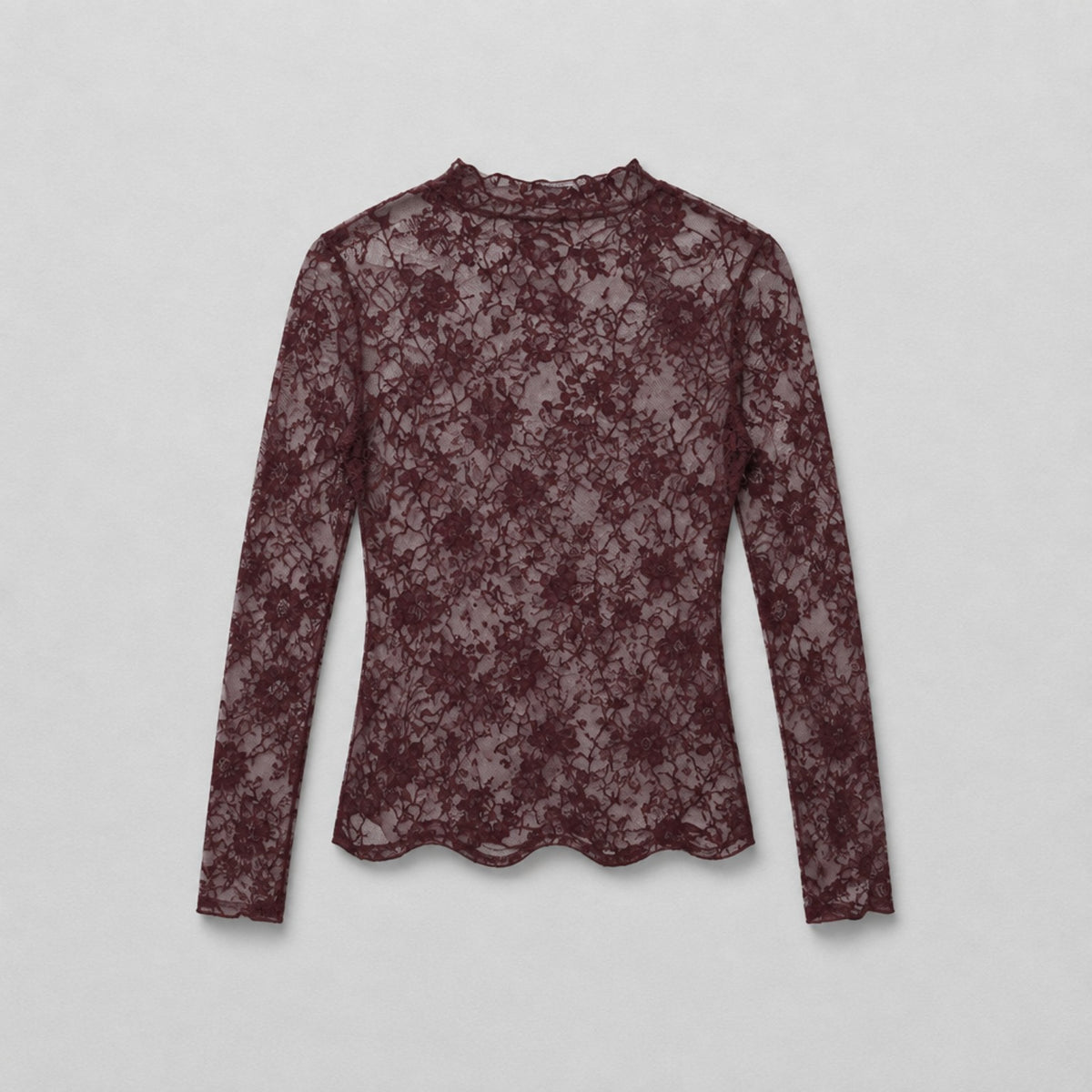 Spitzen-Longsleeve – Bordeaux