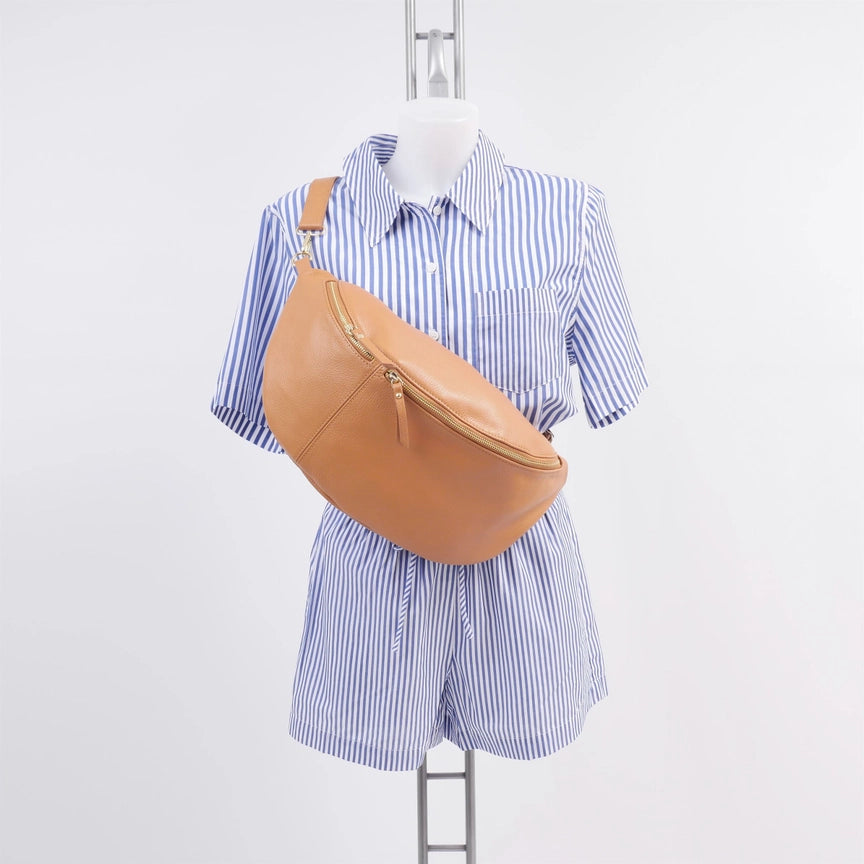 XL Schultertasche Banana aus 100% Leder | Hergestellt in Italien