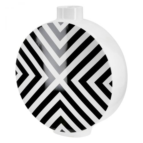 Keramikvase "Chevron" – Stilvolles Statement in Schwarz-Weiß