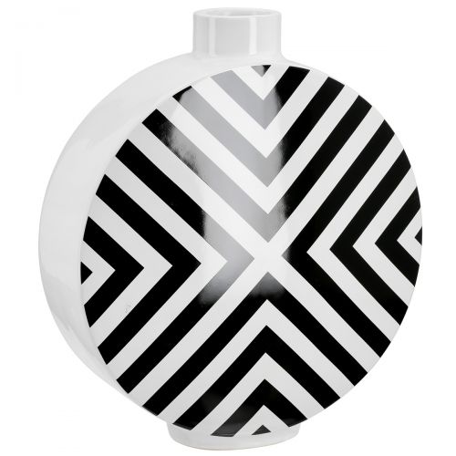 Keramikvase "Chevron" – Stilvolles Statement in Schwarz-Weiß