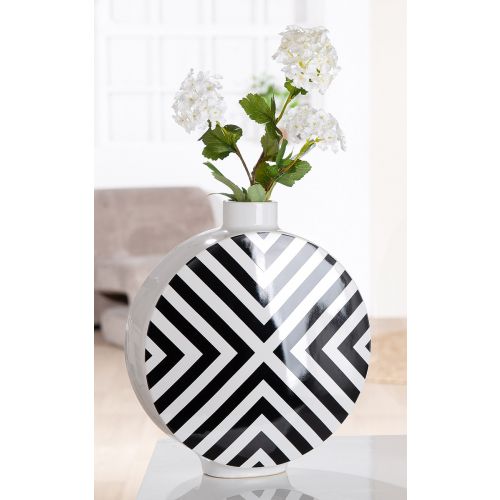 Keramikvase "Chevron" – Stilvolles Statement in Schwarz-Weiß