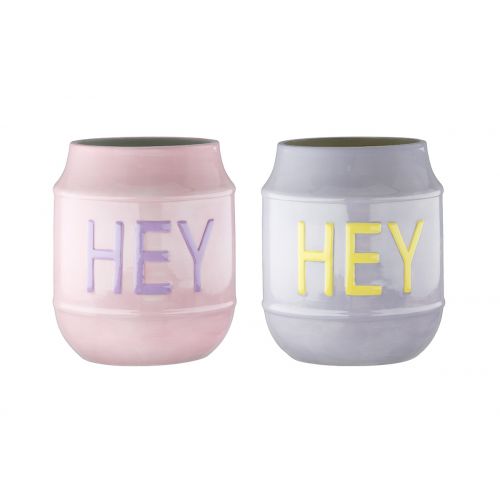 Keramik-Übertopf „HEY“ – stylisches Statement für deine Pflanzen