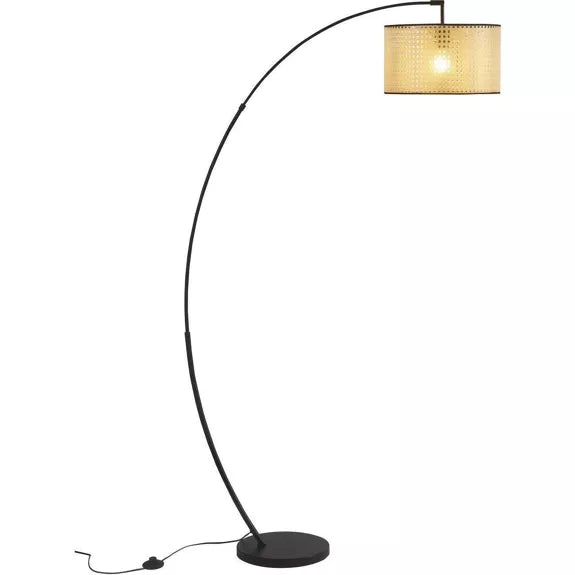 Lichtbogen Stehlampe mit Rattan-Optik – Eleganz trifft Funktionalität