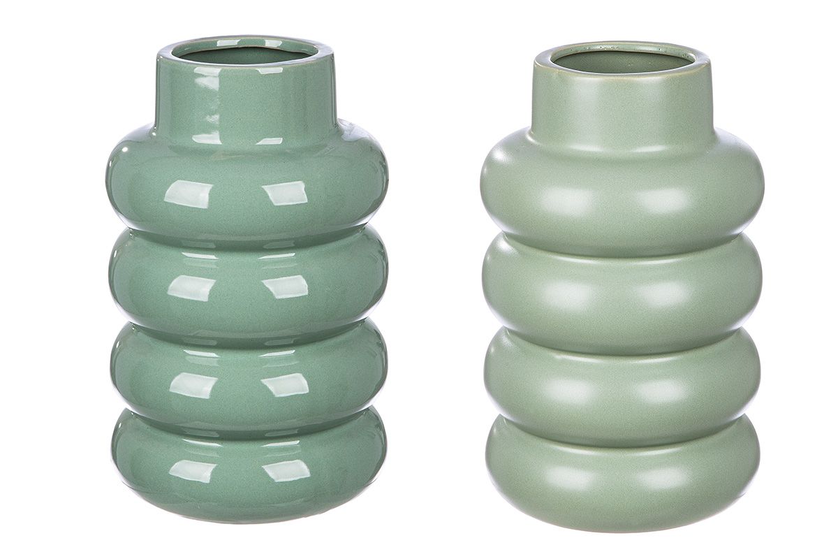 Vase mit modernen organischen Rundungen in sanftem Grün
