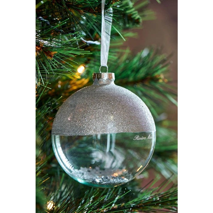 Rivièra Maison Christbaumkugel Silber – Eleganter Glasschmuck mit Glitzer Baumschmuck Rivièra Maison
