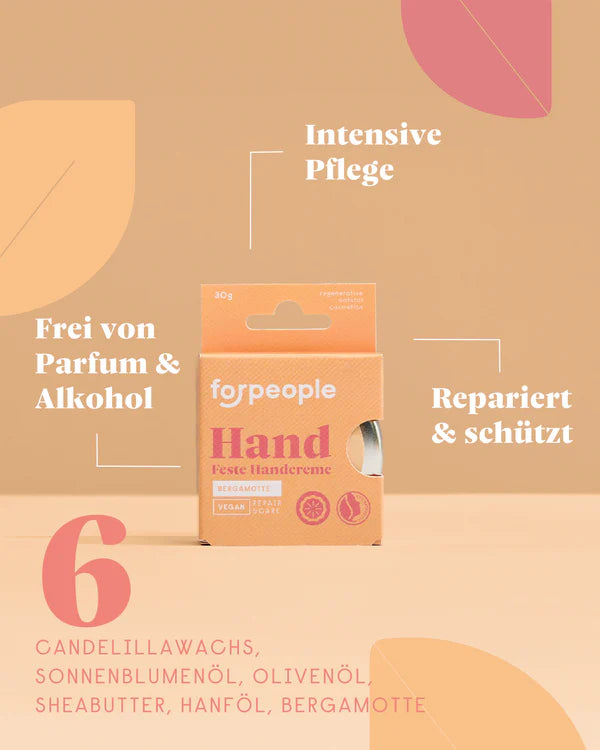 Feste vegane Handcreme Bergamotte – natürliche Pflege für trockene Hände