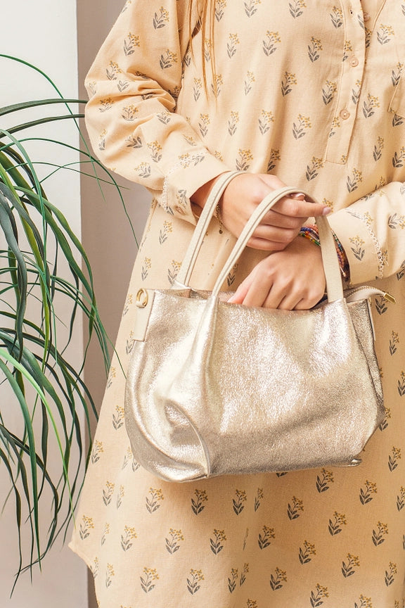 Metallic-Lederhandtasche