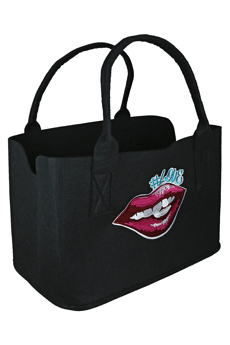 Filztasche „#LOVE Lips“ – stylischer Begleiter im Pop-Art Design