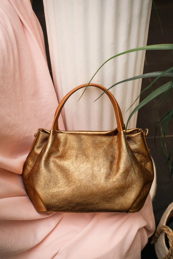 Metallic-Lederhandtasche