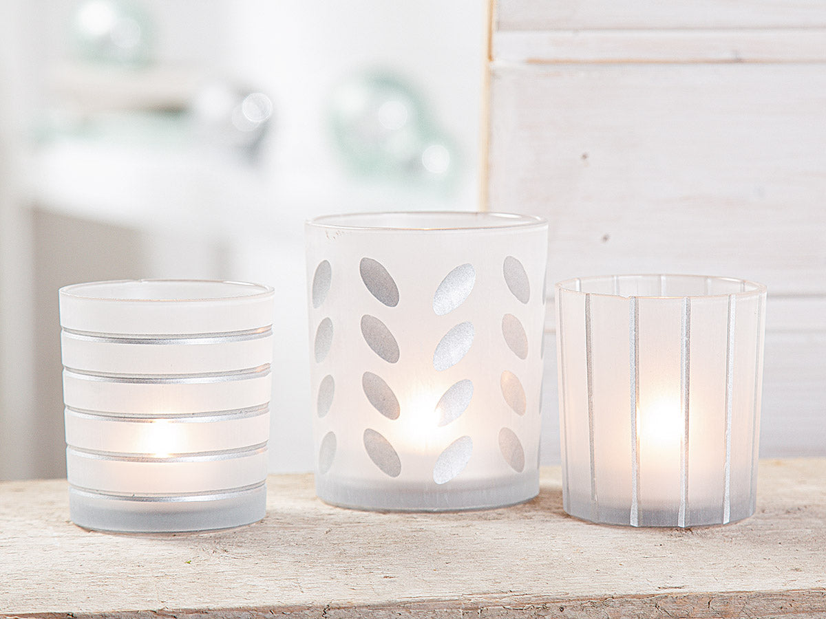Windlicht Glas Streifen horizontal – H 8 cm, Ø 7 cm