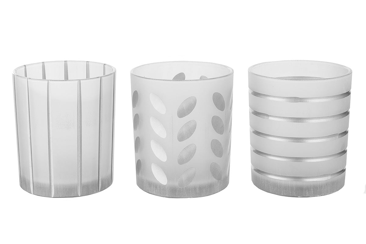 Windlicht Glas Streifen horizontal – H 8 cm, Ø 7 cm