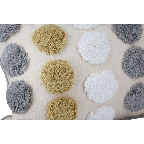 Dekokissen "Fada" – Rechteckiges Kissen mit Pompoms in Creme & Naturtönen