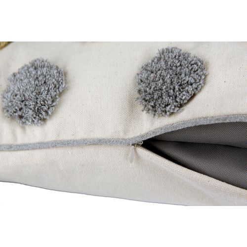 Dekokissen "Fada" – Rechteckiges Kissen mit Pompoms in Creme & Naturtönen