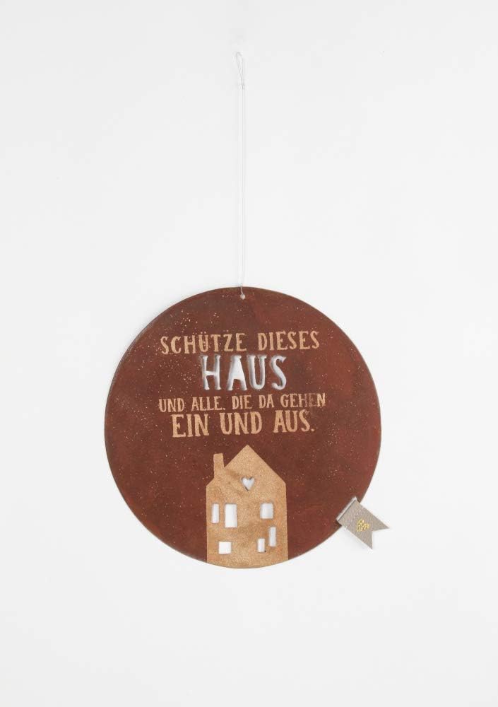 Schutzschild Schütze dieses Haus – Rostschild mit Hausmotiv