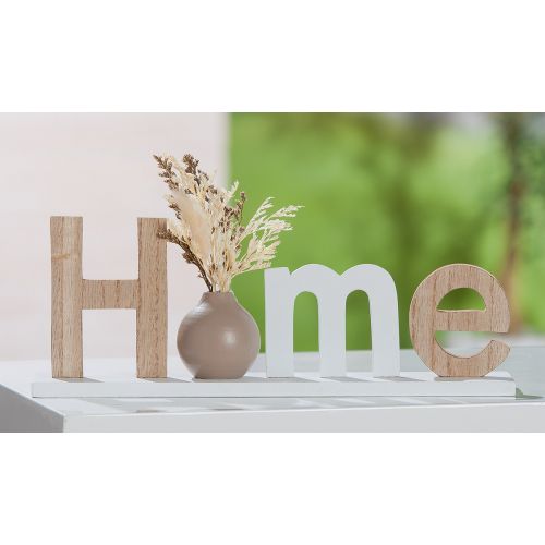 Dekoschriftzug "Home" mit Trockenblumen – stilvolles Wohnaccessoire aus MDF in Naturtönen