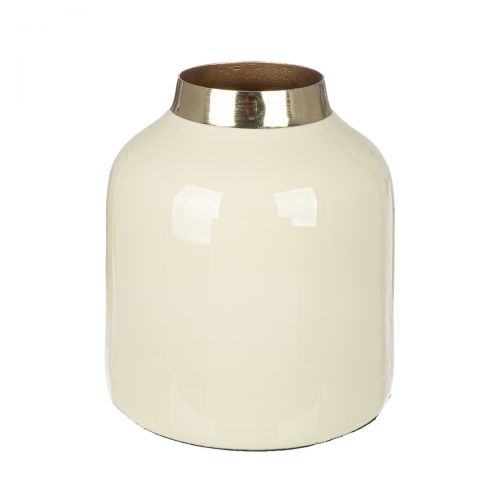 Vase aus Metall – cremefarben, zylindrisch, 10 cm, wasserdicht mit Filzgleiter