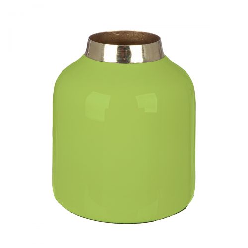 Vase aus Metall – grün, zylindrisch, 10 cm, wasserdicht mit Filzgleiter
