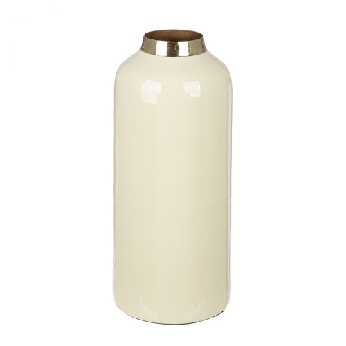 Vase aus Metall – cremefarben, zylindrisch, 20 cm, wasserdicht mit Filzgleiter