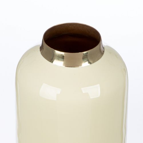 Vase aus Metall – cremefarben, zylindrisch, 20 cm, wasserdicht mit Filzgleiter