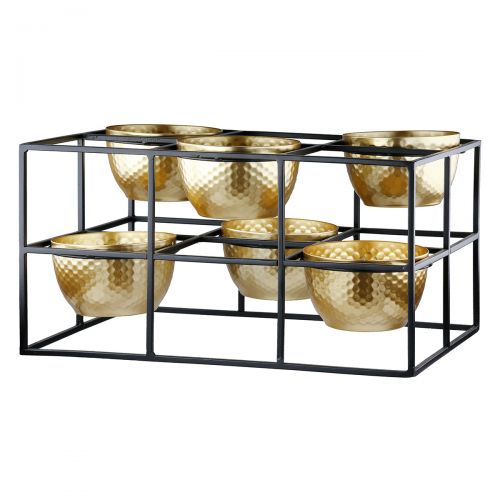 Teelichtleuchter „Frame“ mit 6 Schalen – Glanzvolles Design im geometrischen Look