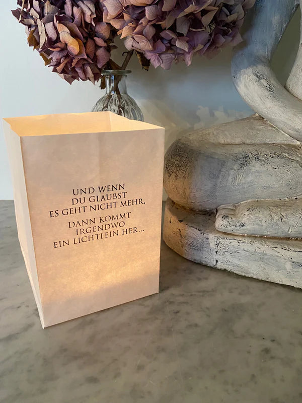 Lichttüte „Und wenn Du glaubst …“ – handgestempelt