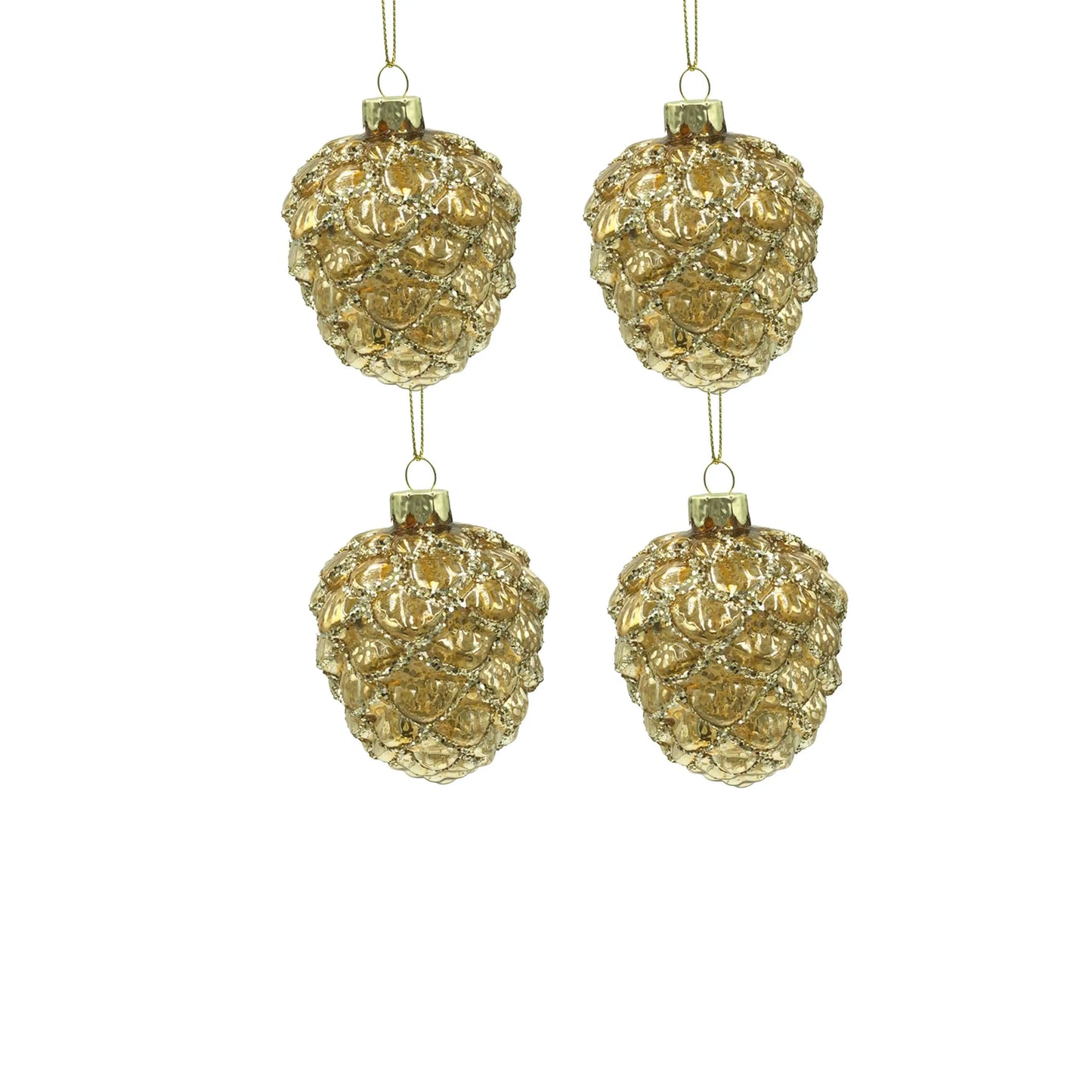 Weihnachtsanhänger Tannenzapfen Gold Glas