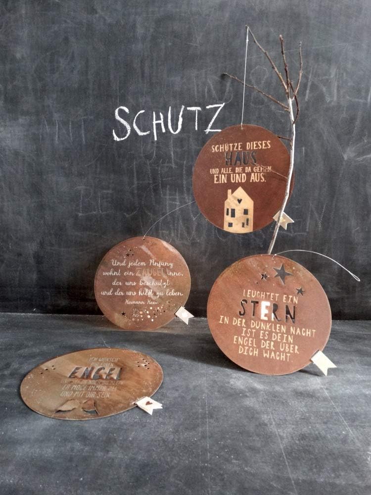 Schutzschild Schütze dieses Haus – Rostschild mit Hausmotiv