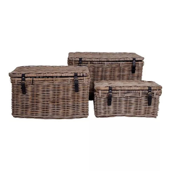 Kleiner Weidenkoffer mit Deckel und Verschluss – 48 x 41 x 29 cm