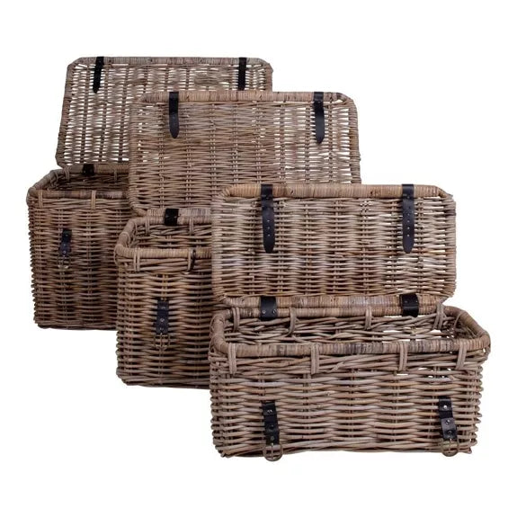 Kleiner Weidenkoffer mit Deckel und Verschluss – 48 x 41 x 29 cm
