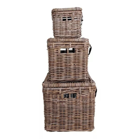 Kleiner Weidenkoffer mit Deckel und Verschluss – 48 x 41 x 29 cm