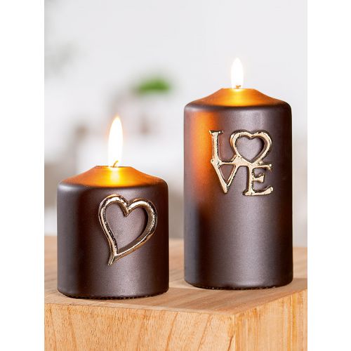 Kerzenstecker „Love“ – Herz & Schriftzug aus silberfarbenem Metall