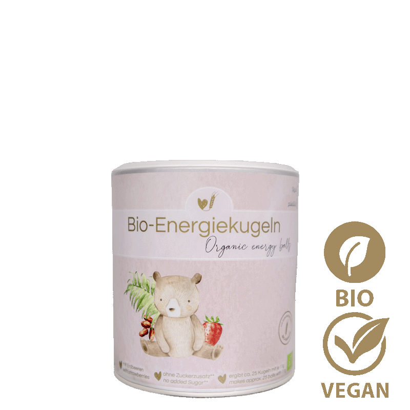 Bio-Mischung Bio-Energiekugeln Erdbeere für Kinder Bake Affair GmbH