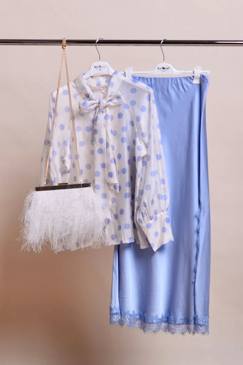 Satinslip-Rock in Hellblau – Made in Italy (Einheitsgröße) Rock V. Milano