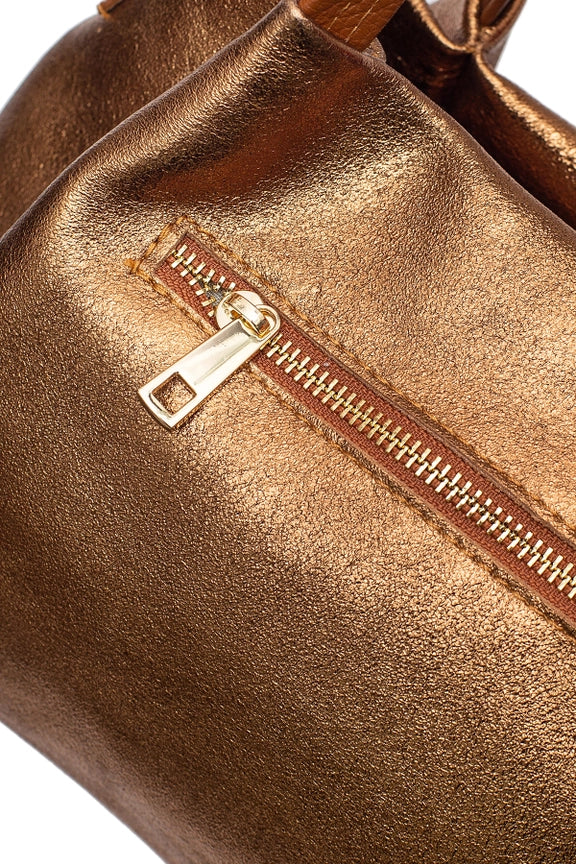 Metallic-Lederhandtasche