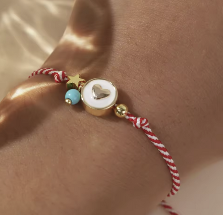 Armband mit Herz, Stern & Türkisperle – verstellbar