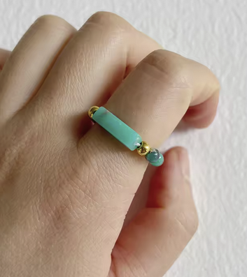 Boho-Ring mit Shoushan-Stein – Sanfte Harmonie in Türkisgrün