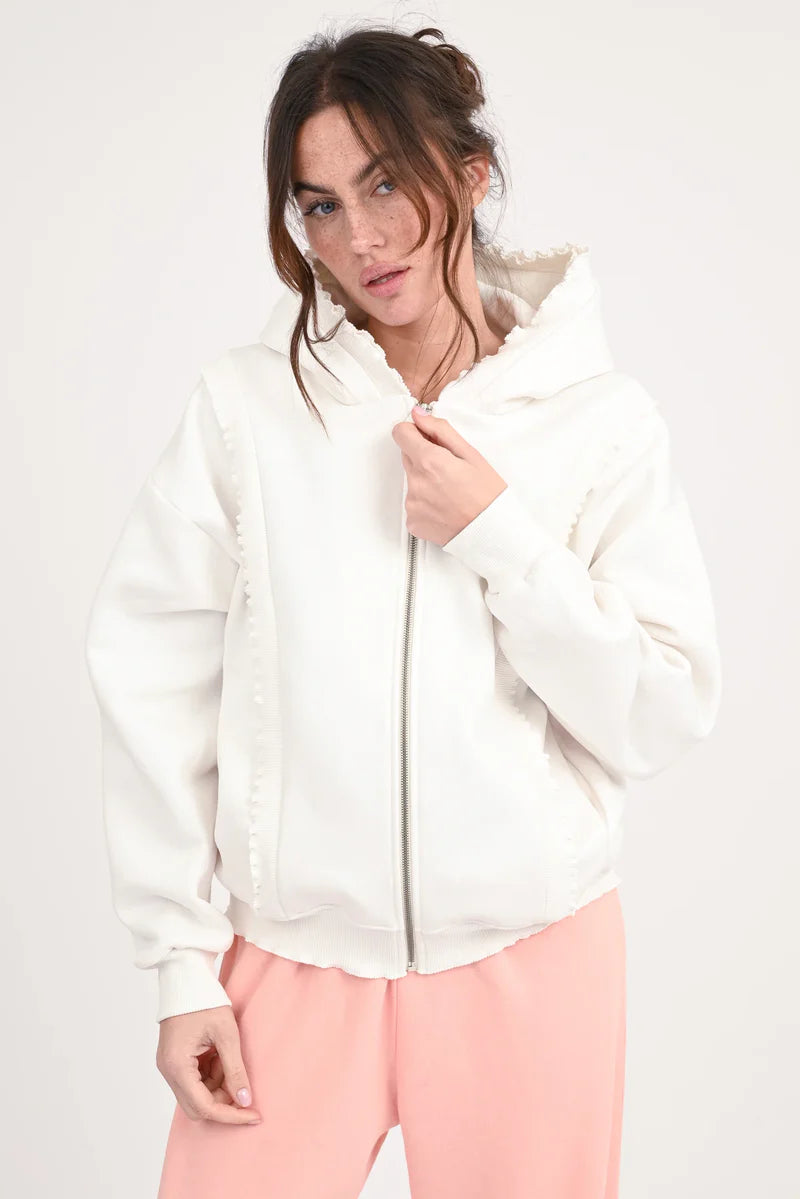 Sweatjacke mit Rüschen | Love Joy Victory | (Größe M / L)