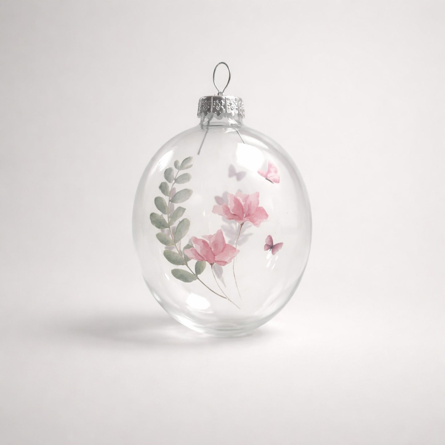 Glas Osterei mit Blumenmotiv – dekorativer Osteranhänger Deko Das Zierwerk