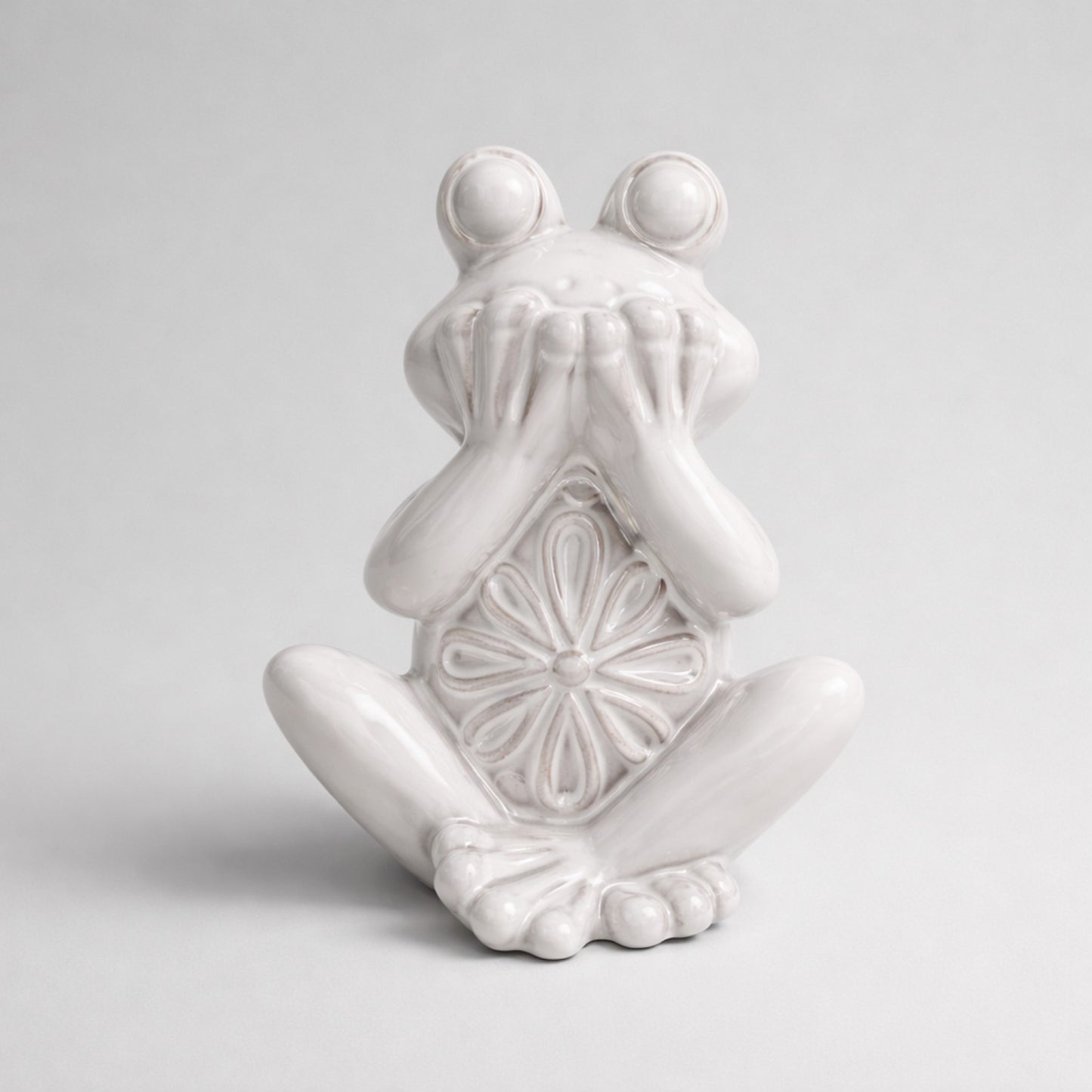 Deko Frosch Figur – Keramik Frosch in Creme als stilvolle Wohnaccessoire Deko Gilde