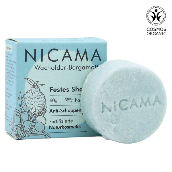 NICAMA Festes Shampoo Wacholder-Bergamotte | Anti-Schuppen Naturkosmetik