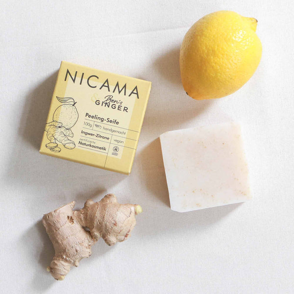 NICAMA Peeling-Seife Ingwer-Zitrone | Handgemachte Naturkosmetik