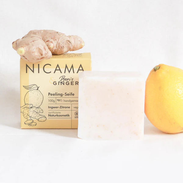 NICAMA Peeling-Seife Ingwer-Zitrone | Handgemachte Naturkosmetik