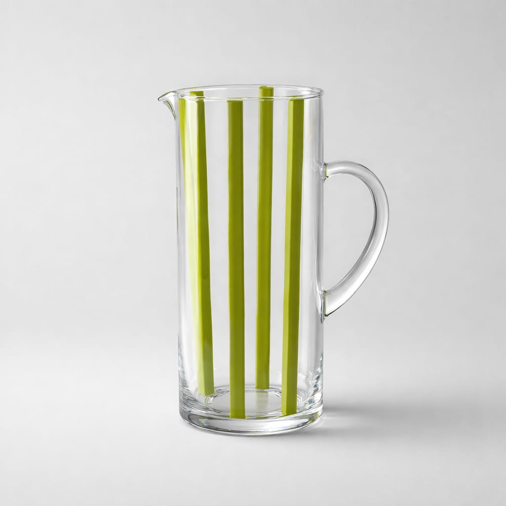 Glaskaraffe „Green Stripes“ – moderne Karaffe mit Streifendesign Kanne Das Zierwerk
