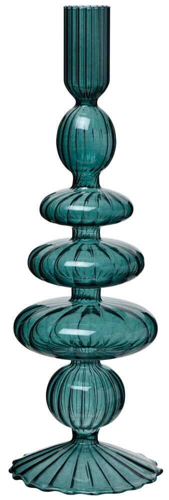 Kerzenständer aus Glas in Petrol – stilvolles Wohnaccessoire