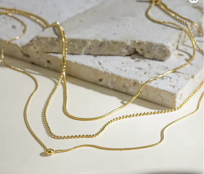Dreifachkette mit Strass – Edelstahl