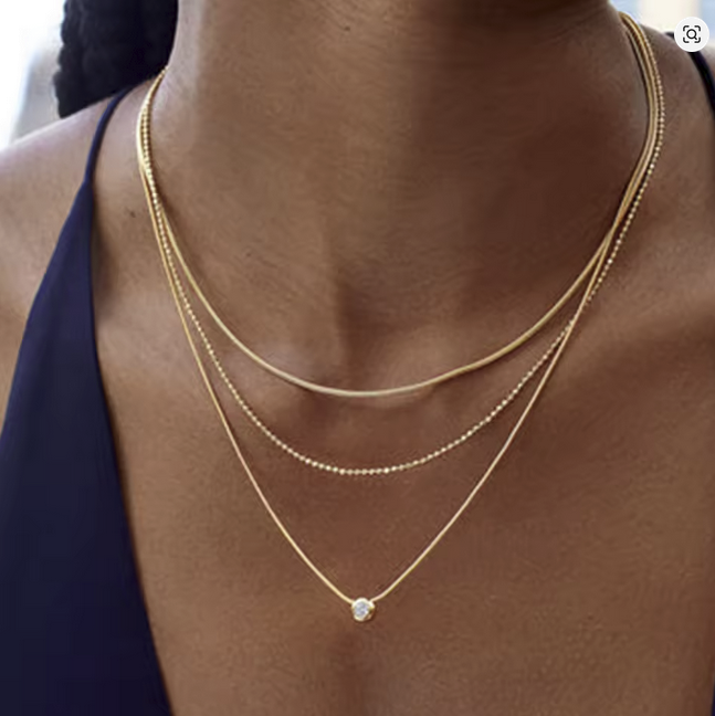 Dreifachkette mit Strass – Edelstahl