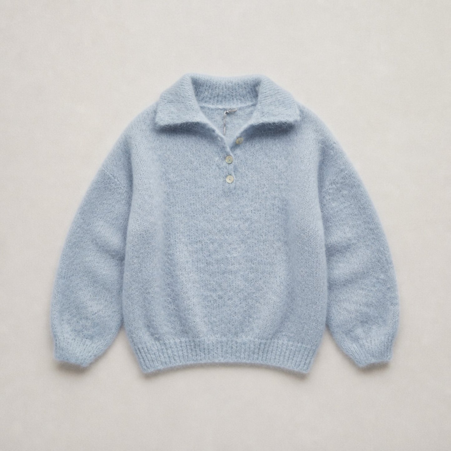Kid-Mohair Pullover mit Polokragen – Hellblau Pullover Das Zierwerk